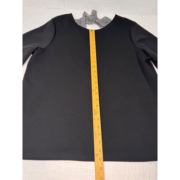 Chico’s Black&White 3/4 Bell Sleeve Blouse Bow Tie Back Detail Woman’s Sz 3 - Picture 6 of 8